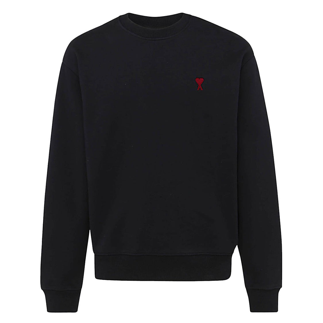 Ami Paris Black Cotton Sweatshirt With Embroidered Logo