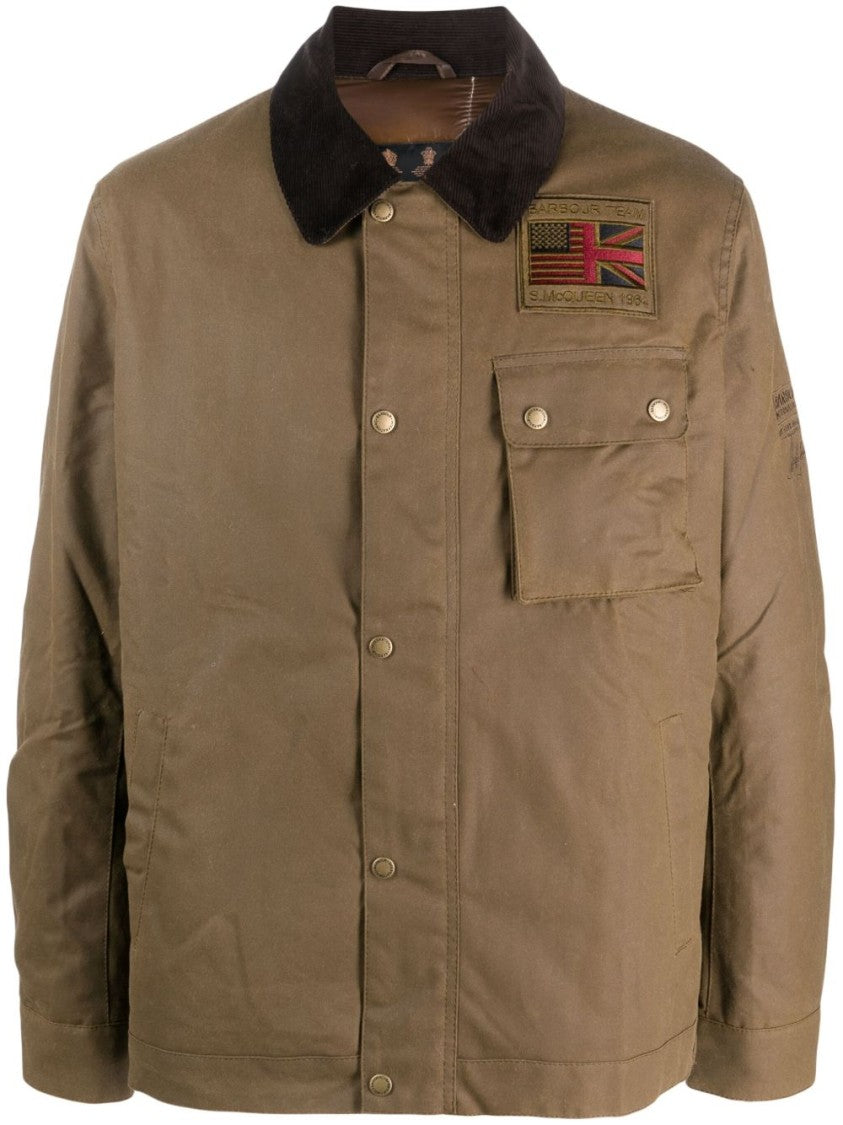 Barbour Light Brown International Workers Corduroy Collar Waxed Jacket