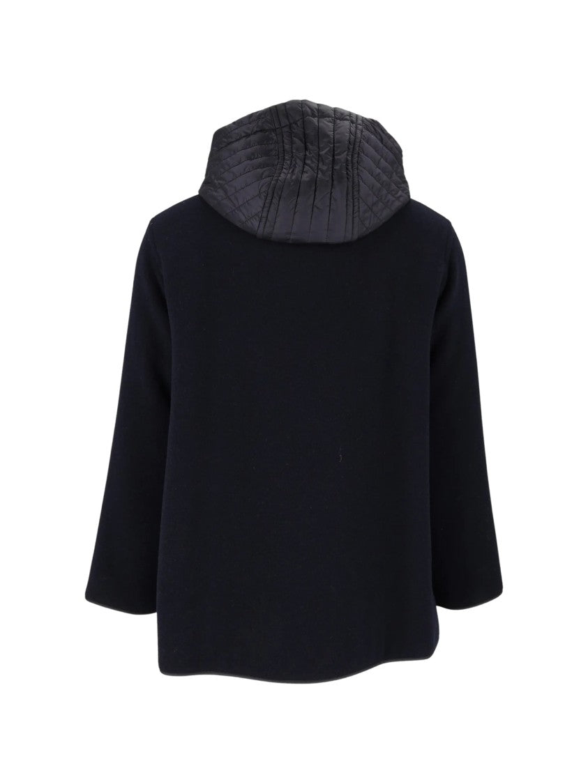 Fay Navy Blue Felted Wool-Blend Hooded Peacoat