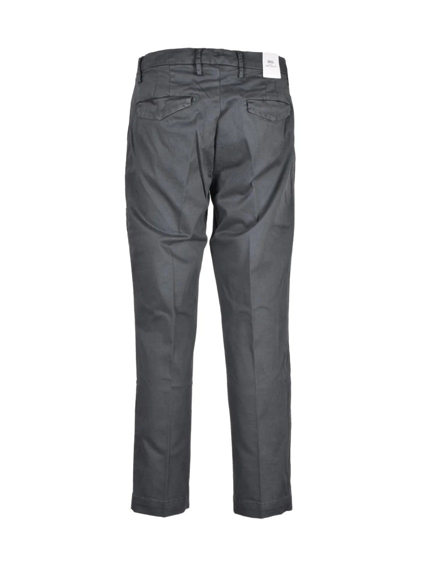 Bro Ship Straight-Leg Grey Trousers With Mid-Rise Waist And Flexible Fit