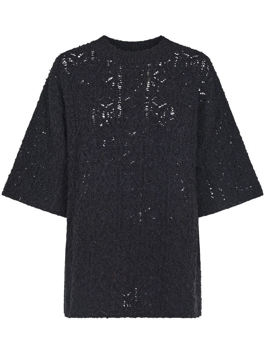 Loulou Studio Textured Open-Knit Black Shirt