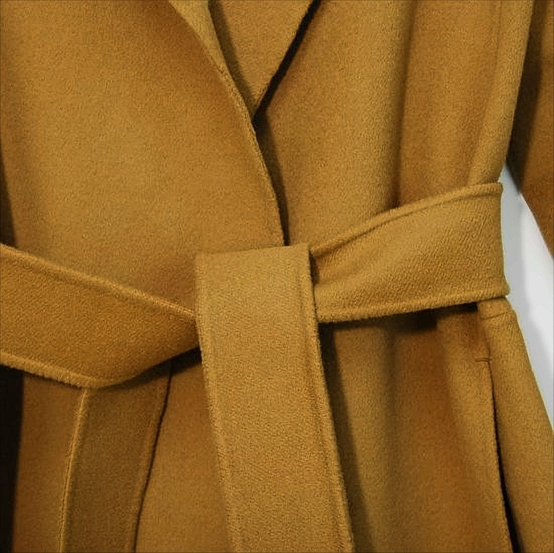 Max Mara Knee-Length Wool Coat With Wide Lapel And Self-Tie Belt