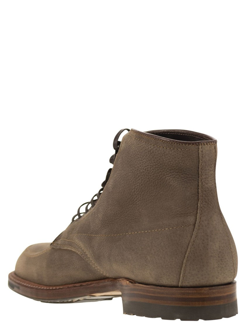 Alden Brown Suede Lace-Up Ankle Boot With Commando Sole