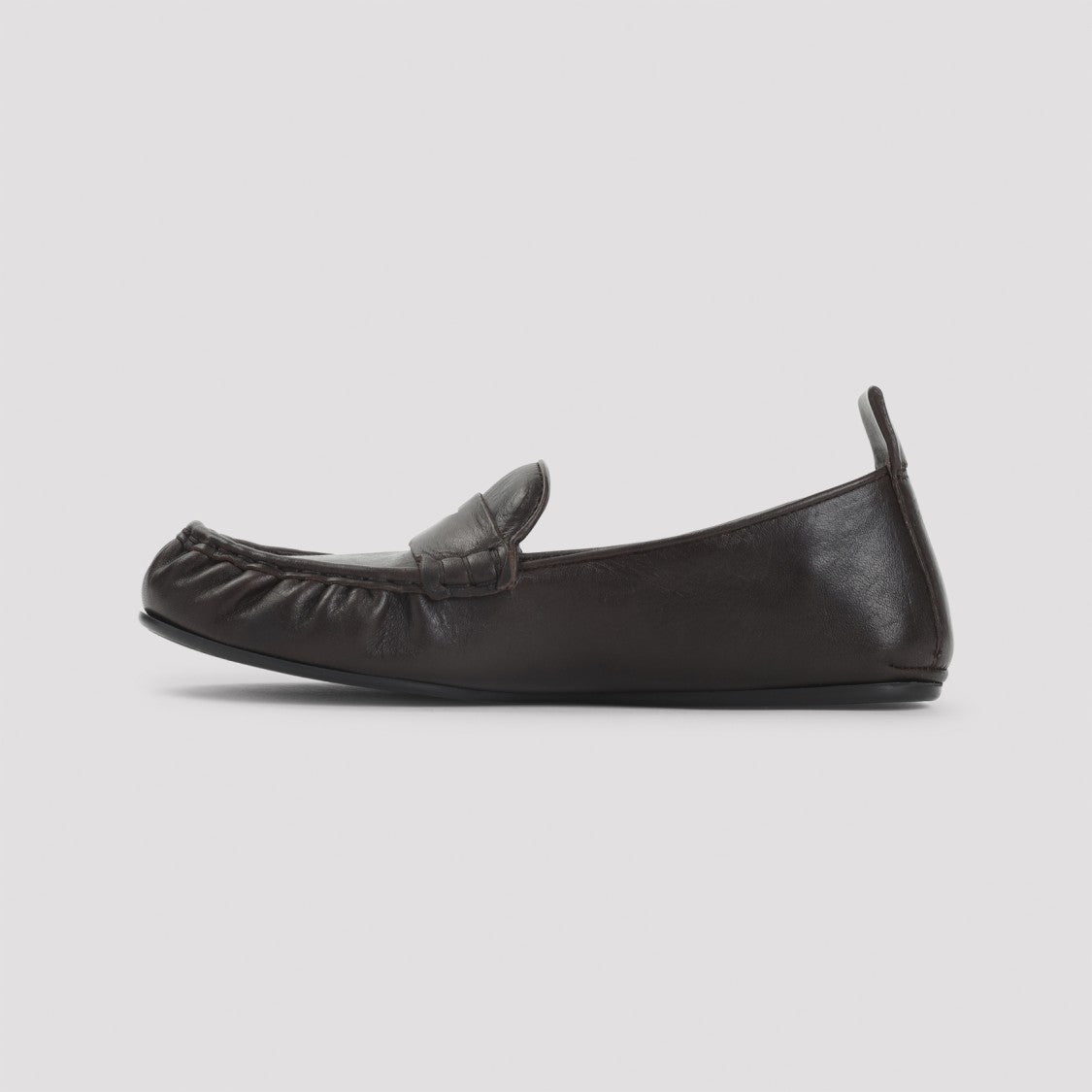 Acne Studios Dark Brown Nappa Leather Loafers With Penny Strap Detail