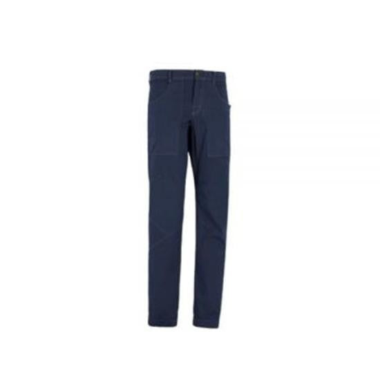 E9 Slim Straight-Leg Blue Pants With Seam Detailing