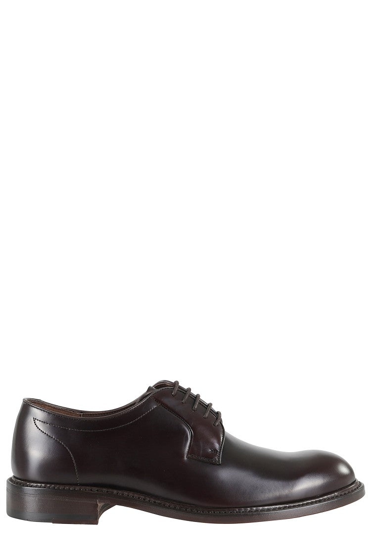 John Spencer Brown Polished Leather Derby Shoes