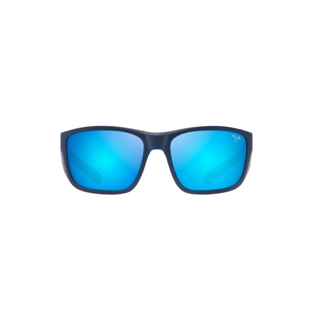 Maui Jim Amberjack Bold Rectangular Sunglasses With Reflective Blue Lenses