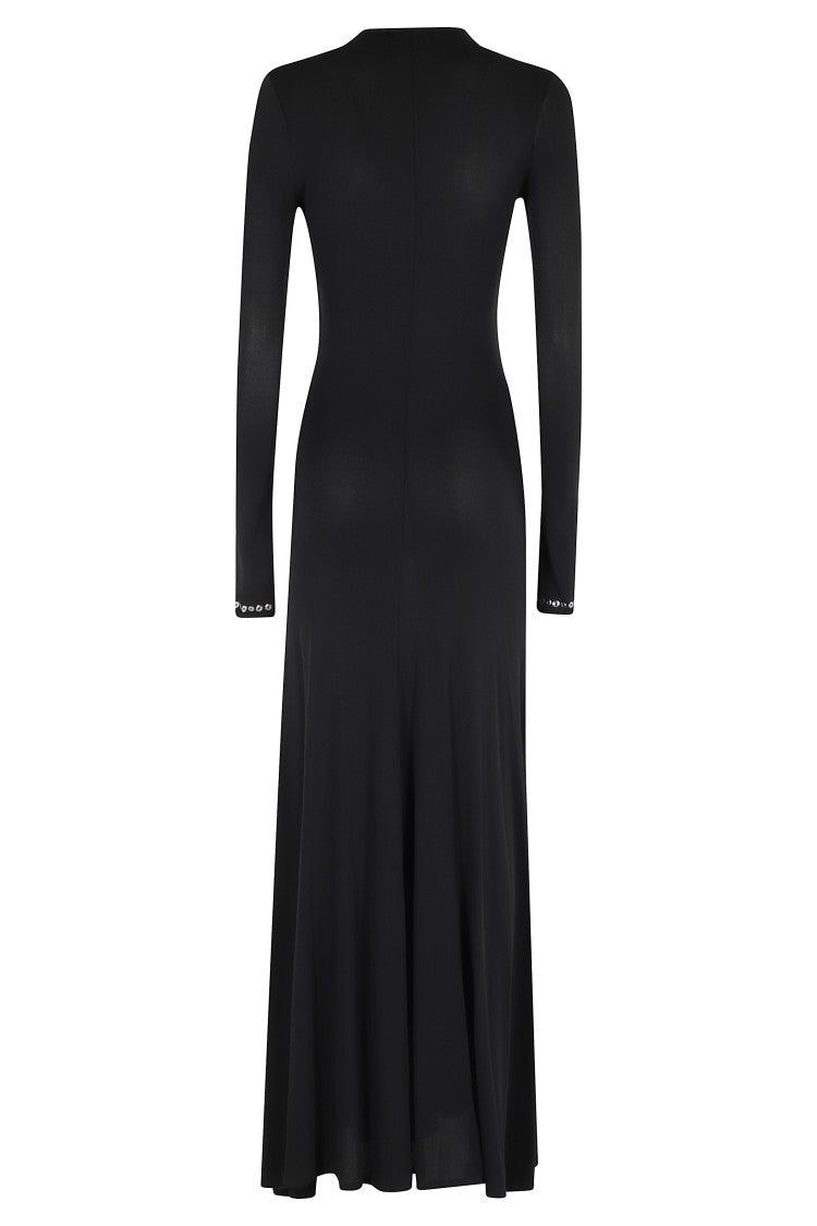Rabanne Black Cut-Out Midi Dress With Metallic Accents