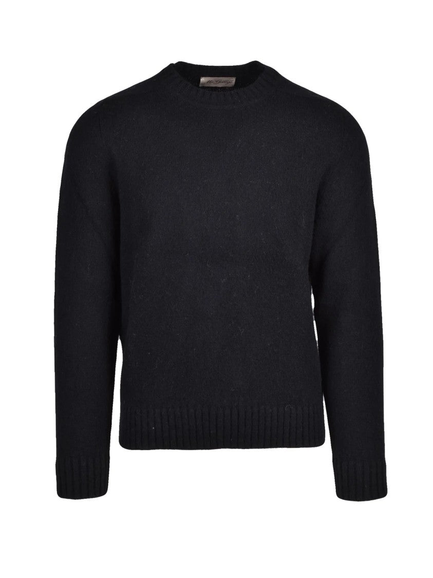 Mc George Black Wool Crewneck Sweater