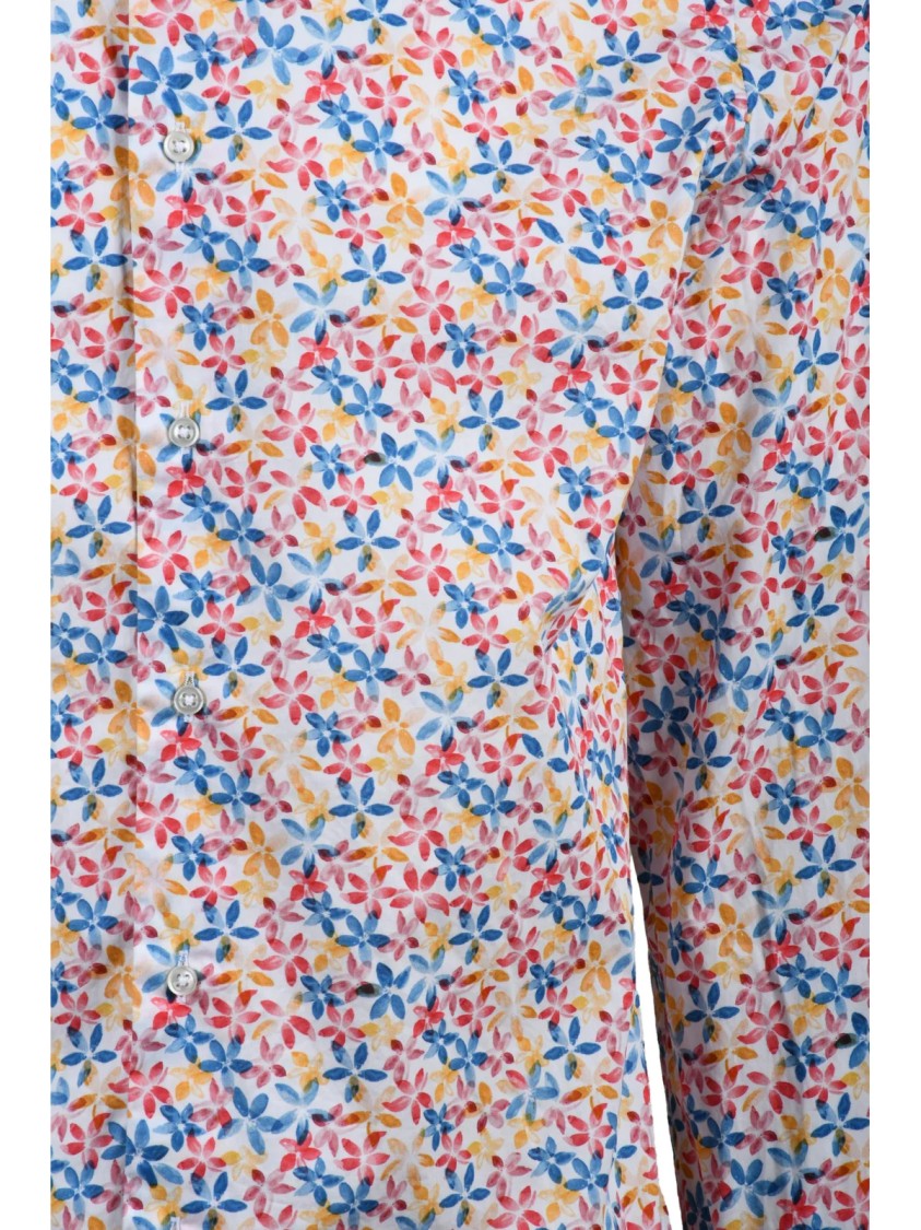 Altemflower Red Cotton Leaf-Pattern Shirt