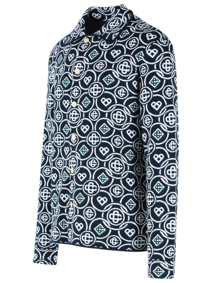 Casablanca Navy Cc Monogram Cotton Shirt