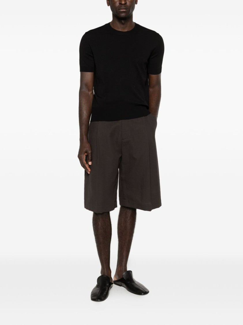 Ami Paris Black Knitted Crew Neck Short Sleeve T-Shirt