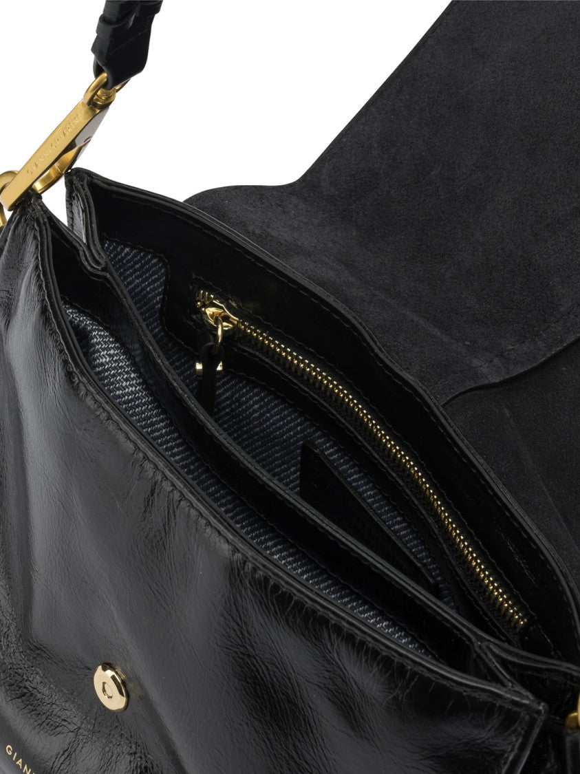 Gianni Chiarini Leather Clutch With Braided Handle