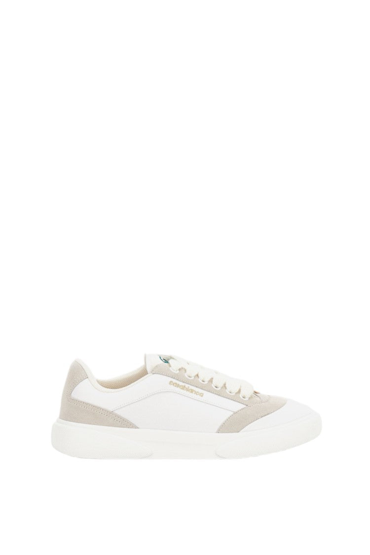 Casablanca White Suede Perforated Fabric Sneakers