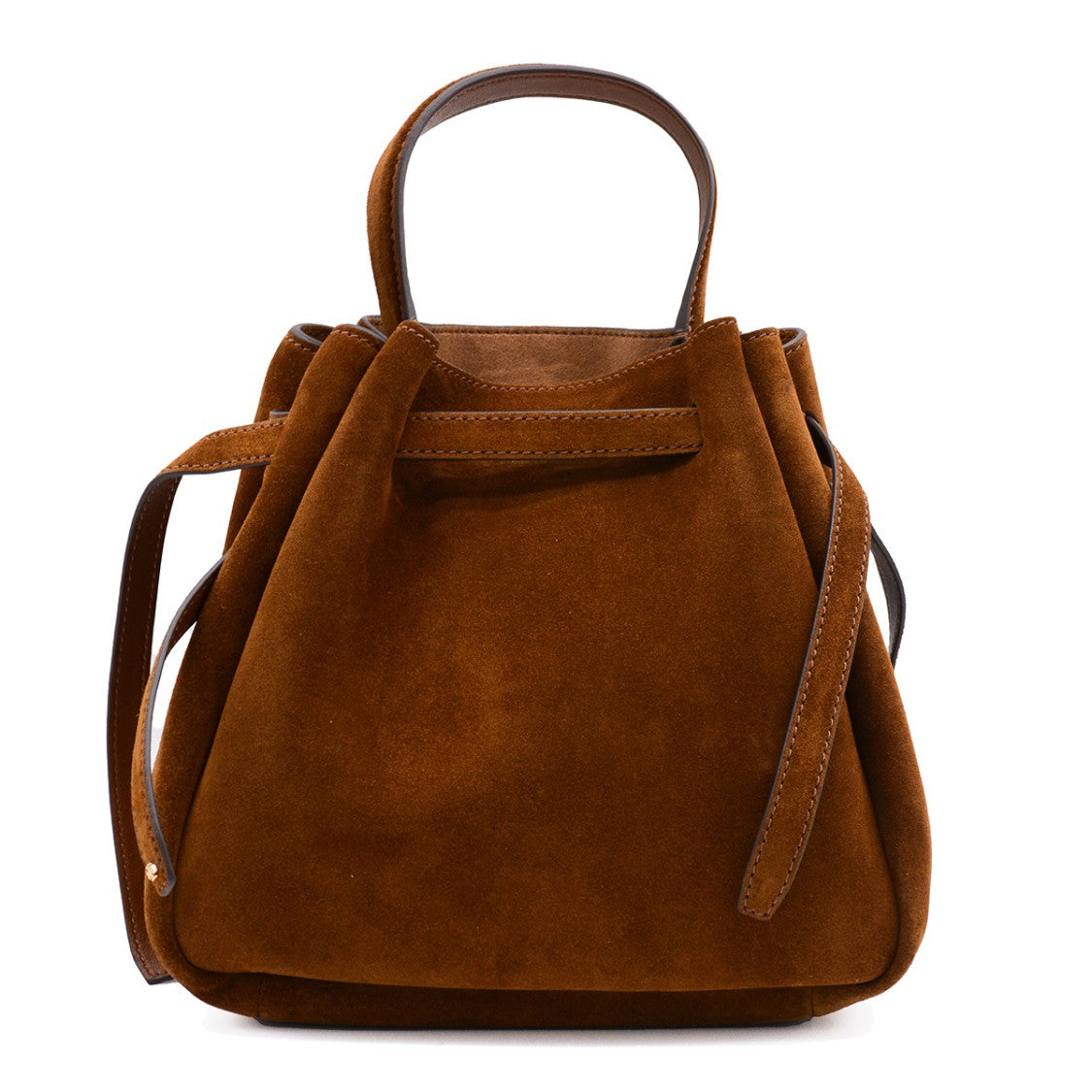 Tory Burch Brown Gold Accent Suede Leather Satchel