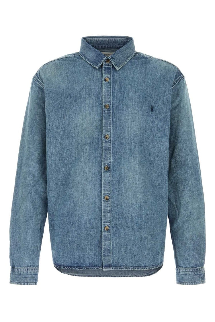 Saint Laurent Vintage-Inspired Light Wash Denim Shirt