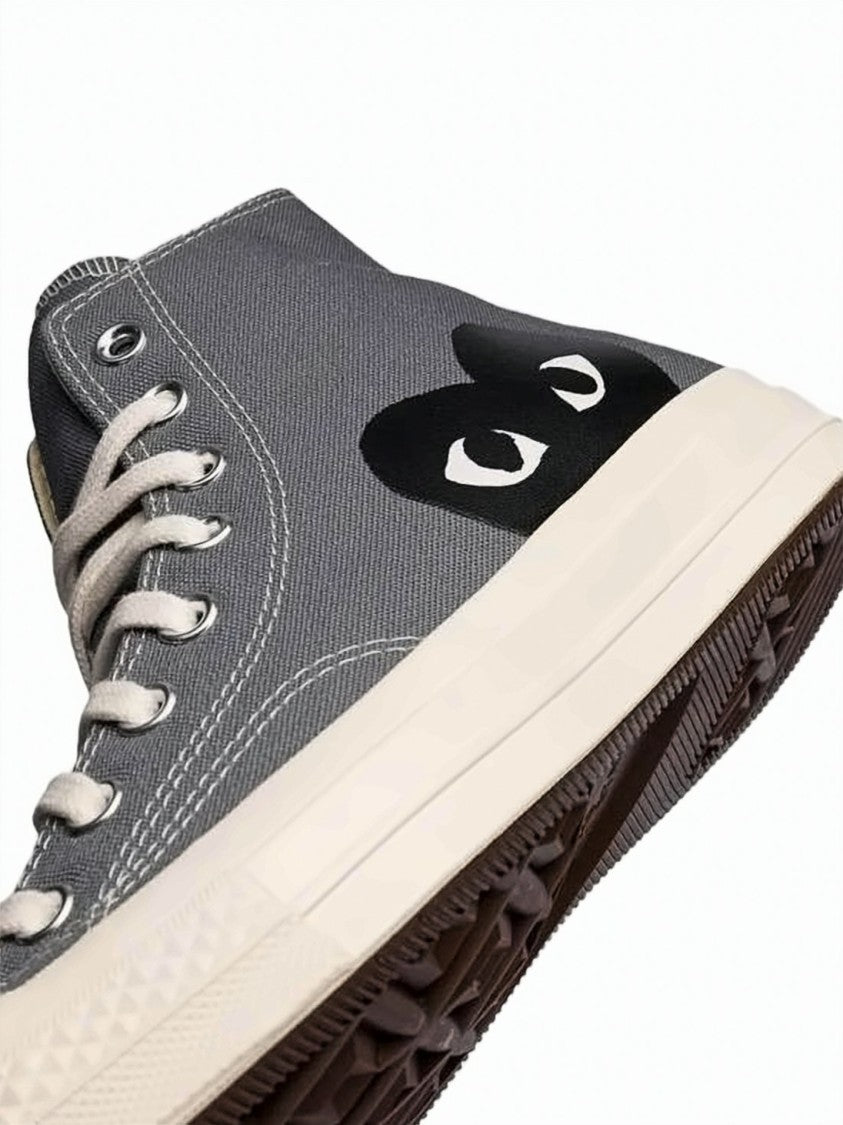 Comme Des Garçons Canvas High-Top Sneakers With Distinctive Heart Graphic