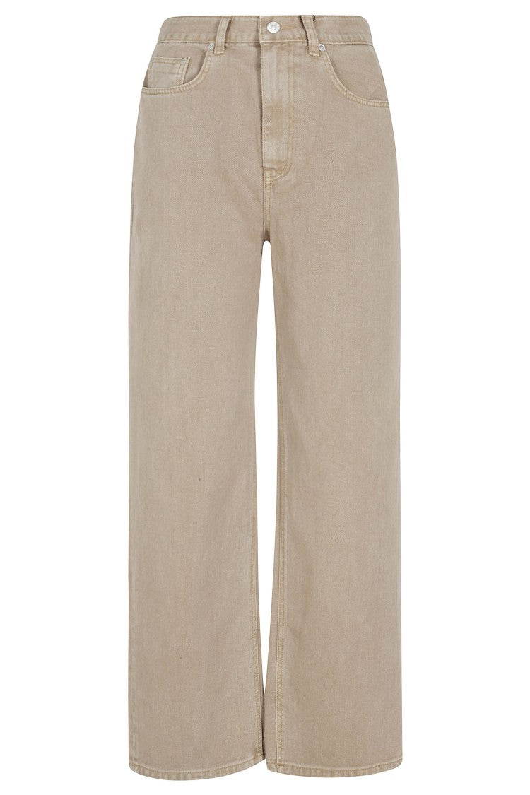 Dunst Sand Relax Wide Logo-Patch Cotton Wide-Leg Jeans