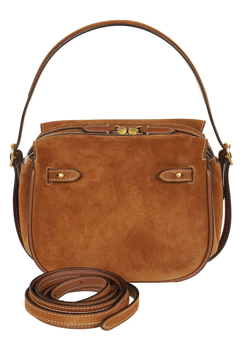 Polo Ralph Lauren Brown Polo Id Mini Suede Satchel