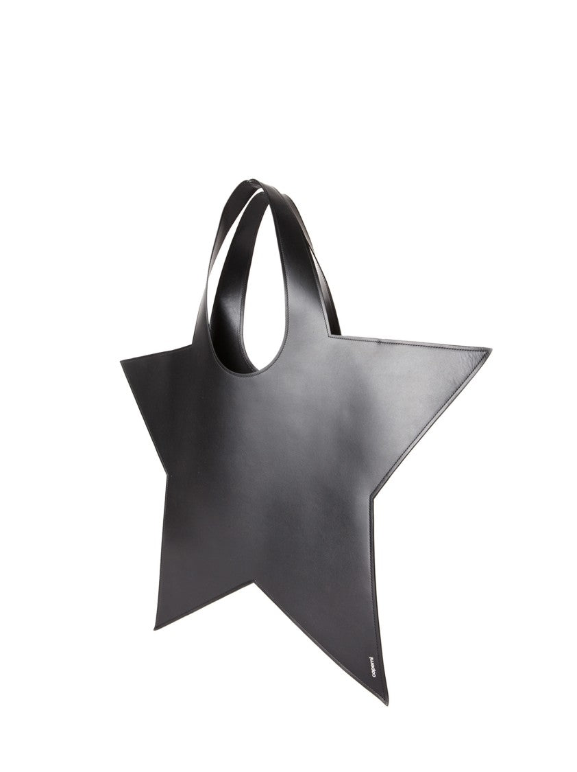 Coperni Star-Shaped Black Leather Tote Bag