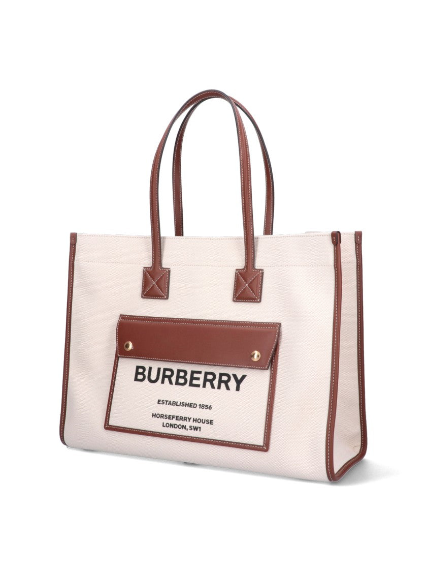 Burberry Freya' Medium Tote Bag – Beige