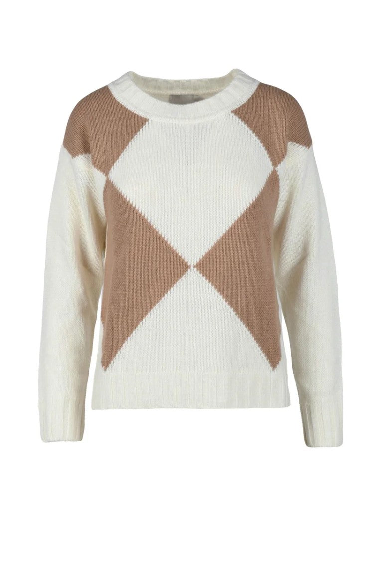 N.O.W. Andrea Rosati Cashmere Wool Sweater - White/Beige