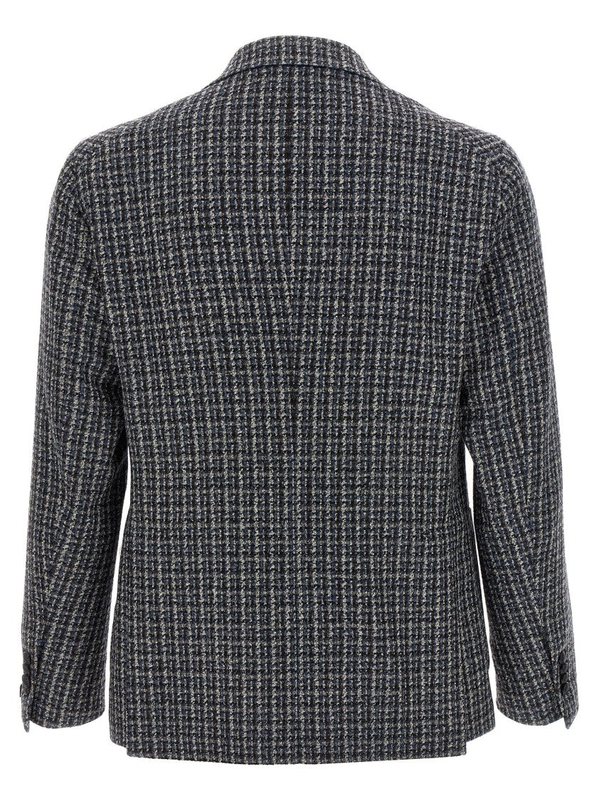 Tagliatore Wool Tweed Blazer With Peak Lapels