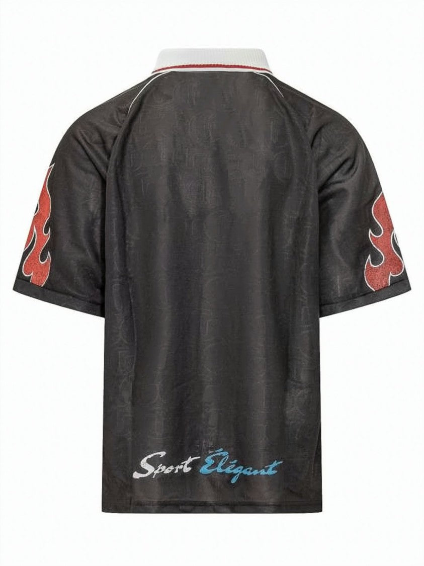 Gallery Dept. Polo Shirt With Contrasting Collar And Flame Graphics