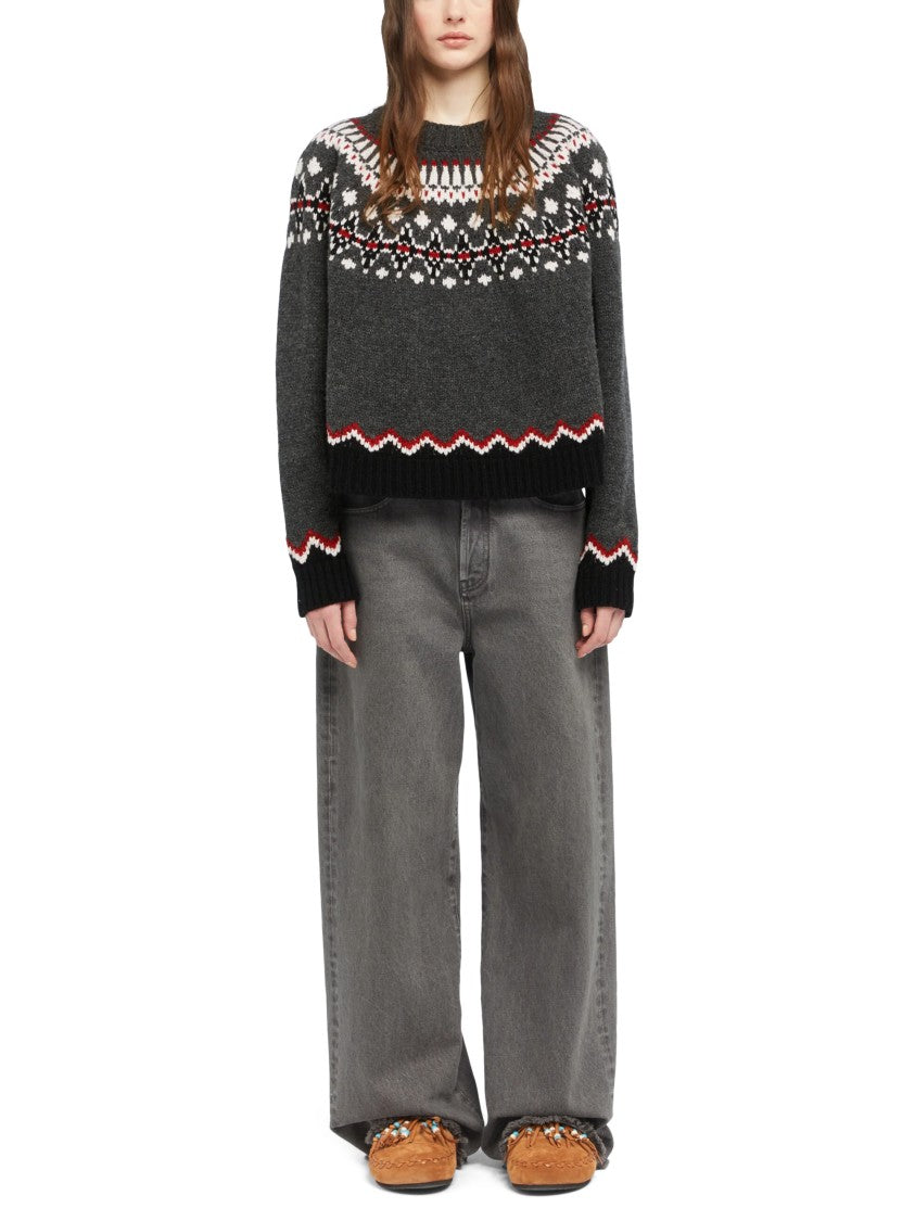 Alanui Fair Isle Knit Sweater With Zigzag Hem