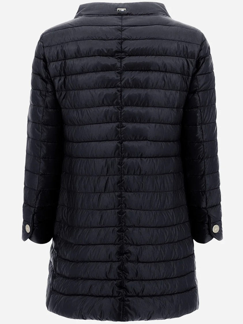 Herno Black Piumino Lightweight Quilted Flared Jacket