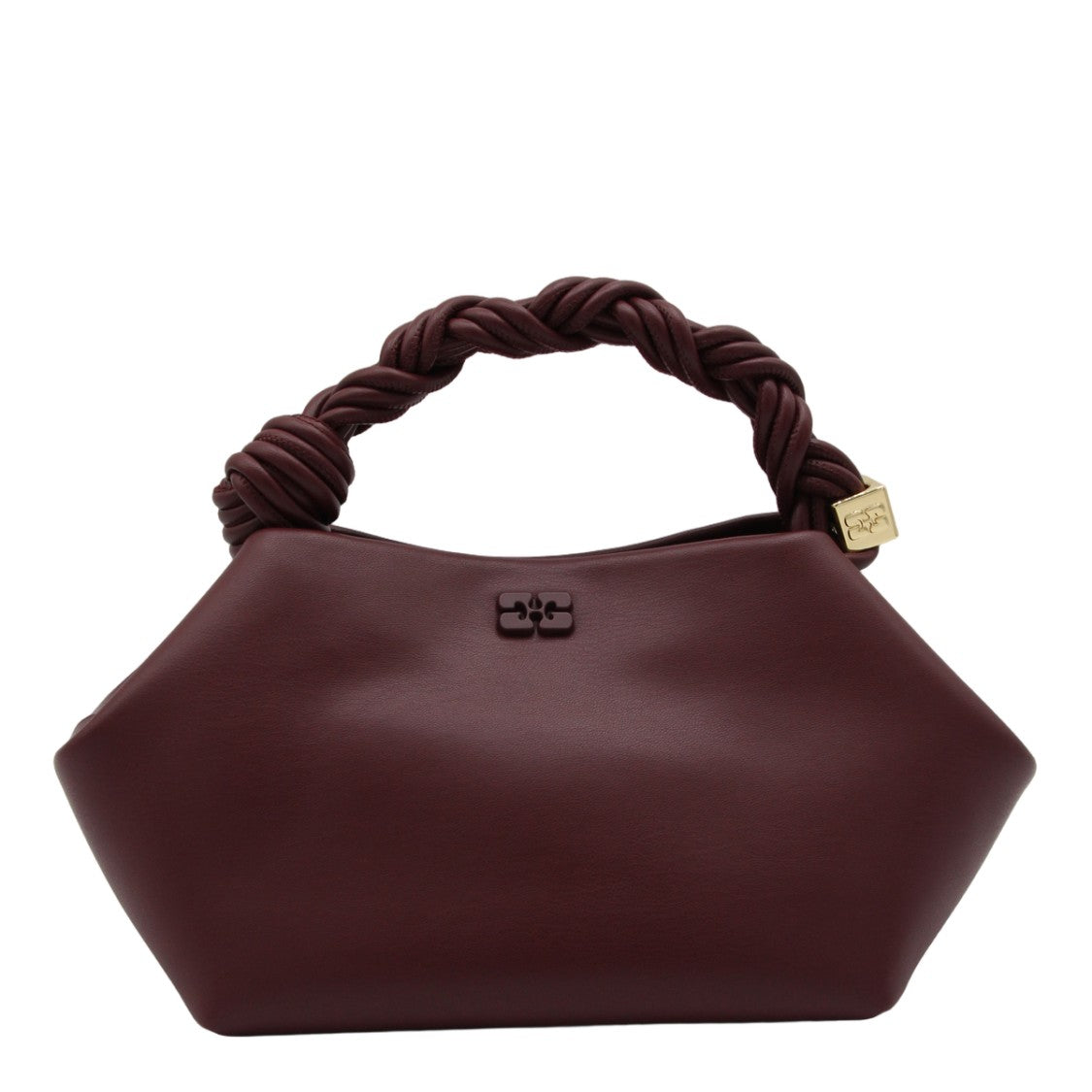 Ganni Geometric Purple Handbag With Twisted Handle