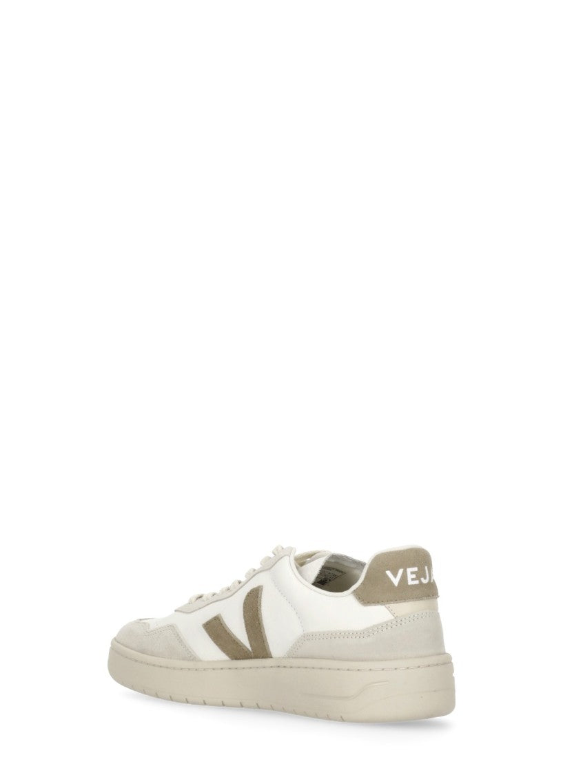 Veja White V-90 Suede Inserts Leather Sneakers