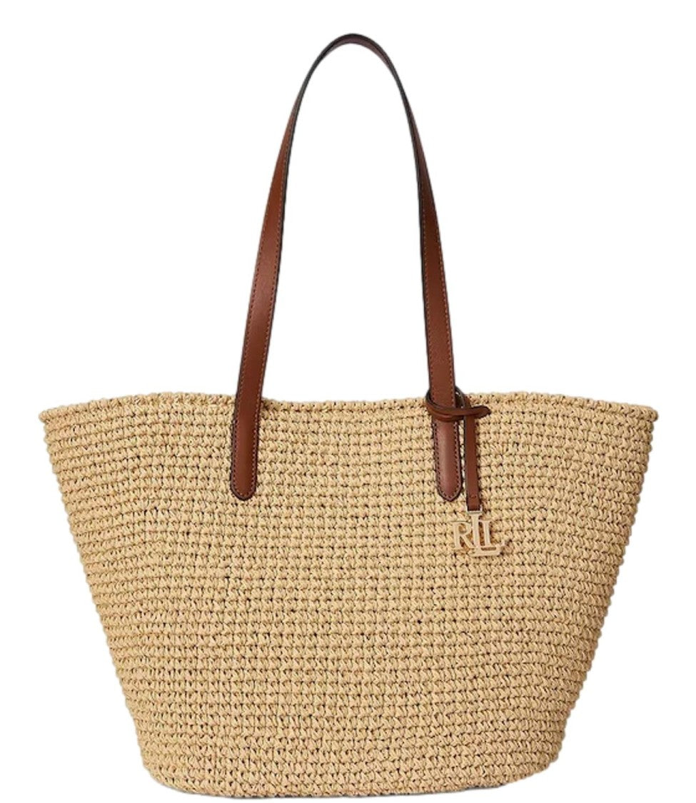 Lauren Ralph Lauren Crochet Textured Paper Straw Tote
