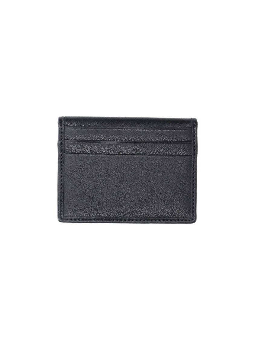 Vivienne Westwood Black Orb Red Logo Card Slot Leather Wallet