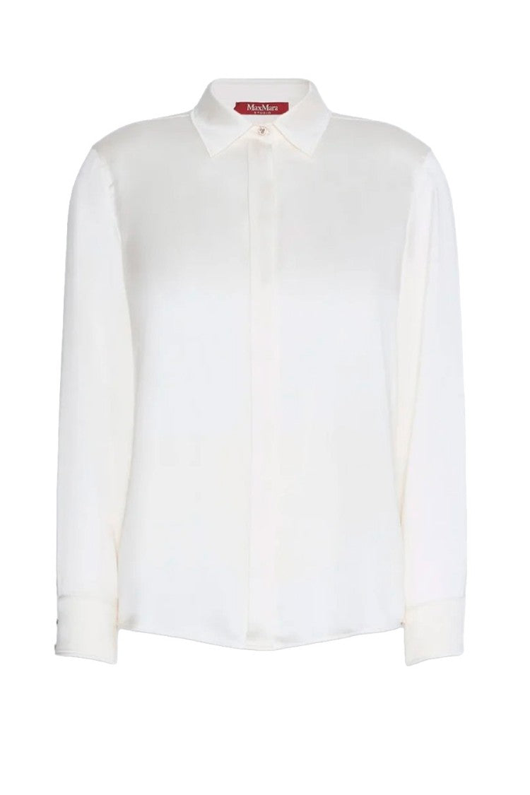 Max Mara Ivory Mstxero Satin Silk-Blend Shirt
