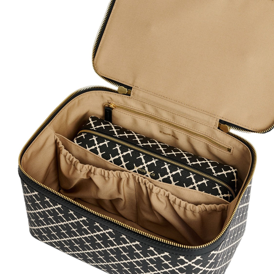 By Malene Birger Black/White Floral Print Vanity Bag