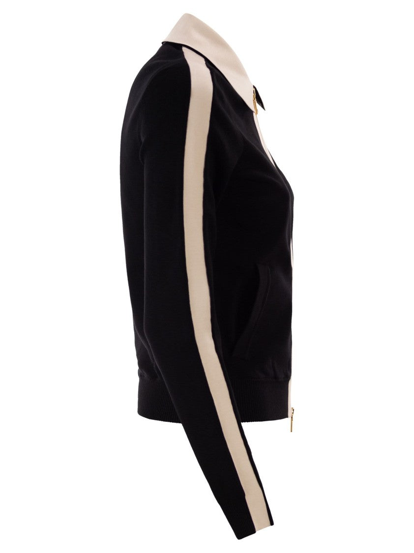 Elisabetta Franchi Knitted Jacket With Shiny Viscose Stripes