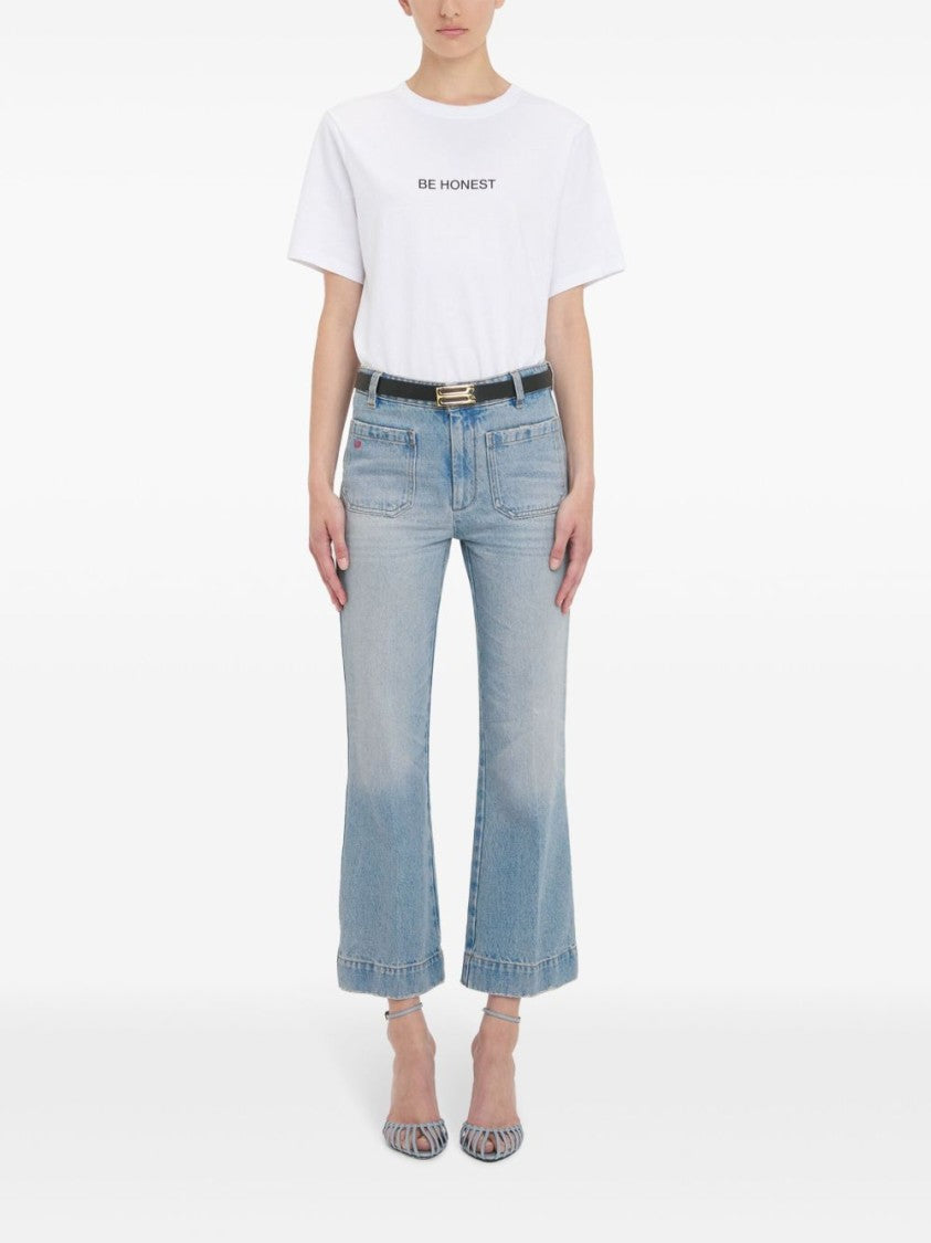 Victoria Beckham Cropped Jeans With Concealed Fly And Modern Silhouette