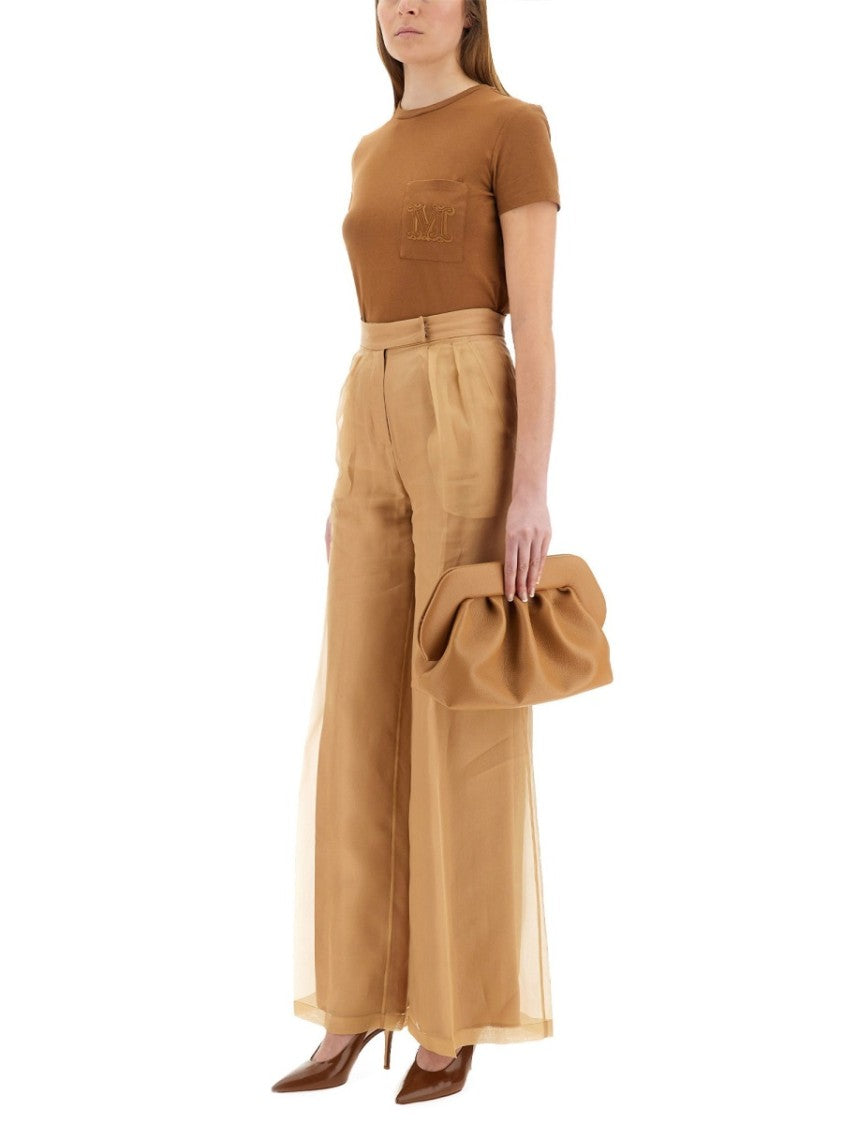 Max Mara Silk Wide-Leg Pants With High Waist And Pleated Design