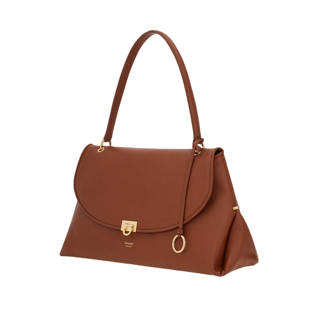 Salvatore Ferragamo Embossed Leather Shoulder Bag With Hook-And-Eye Closure