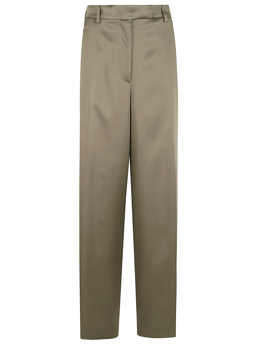 Dries Van Noten High-Waisted Green Trousers With Straight-Leg Silhouette