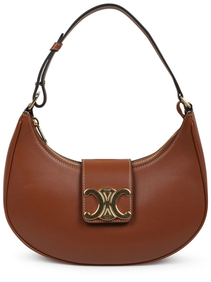 Celine Medium Crescent Handbag In Smooth Calfskin With Gold-Tone Logo