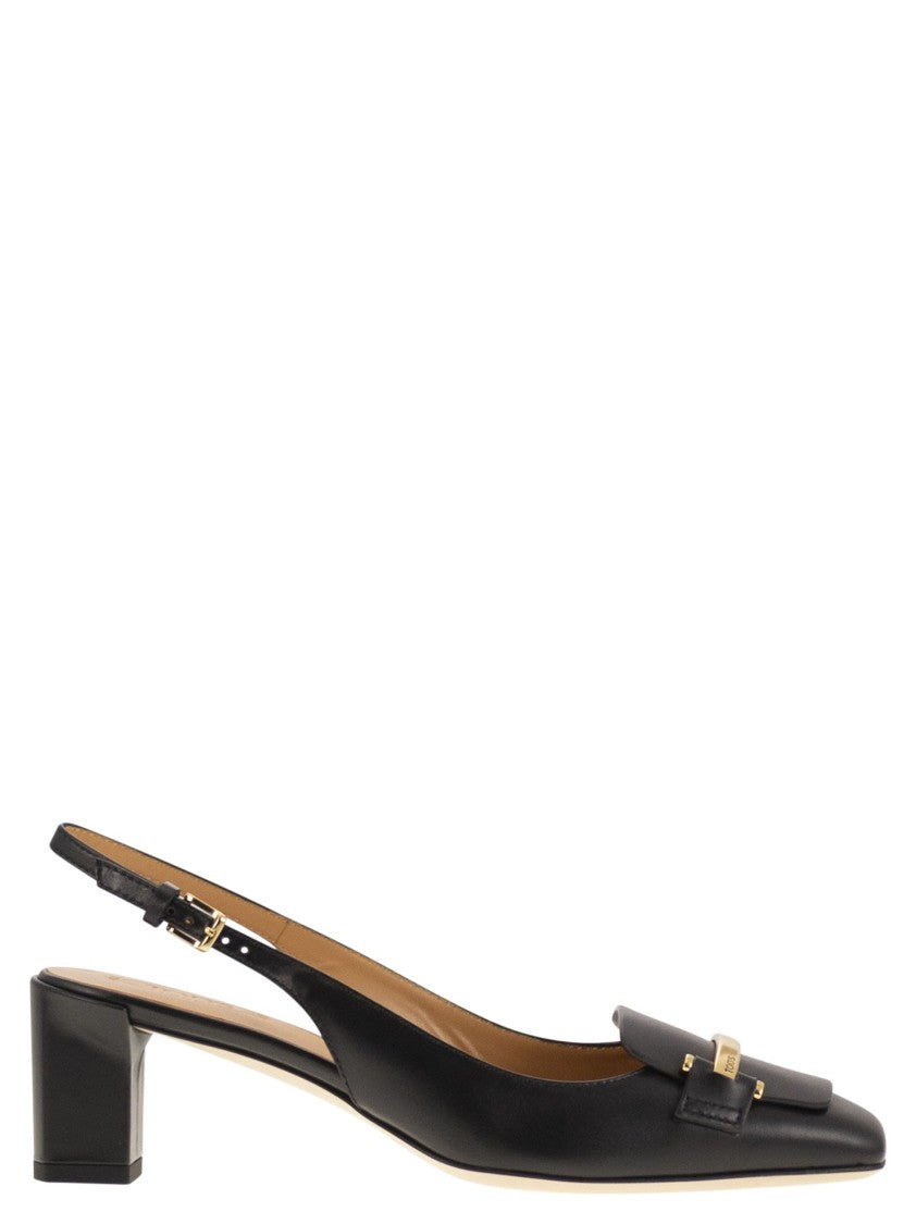 Tod's Calfskin Slingback Pump With Geometric Heel