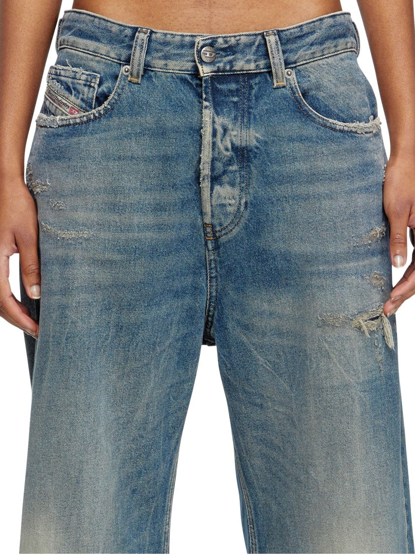Diesel Relaxed-Fit High-Waisted Denim Trousers With Distressed Details