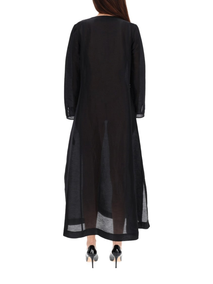 Tory Burch Long Caftan Linen-Silk Maxi Dress
