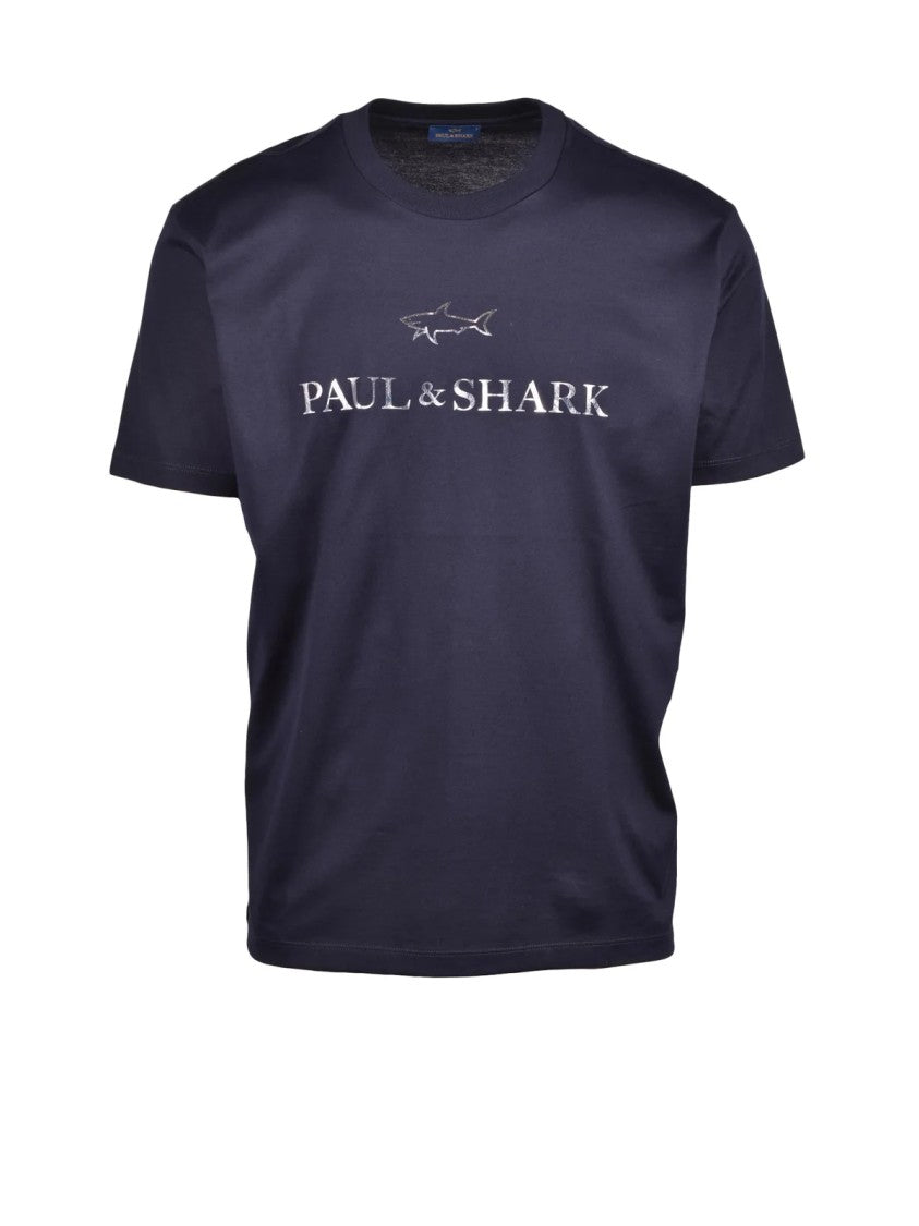 Paul & Shark Short-Sleeve Cotton T-Shirt With Shark Graphic