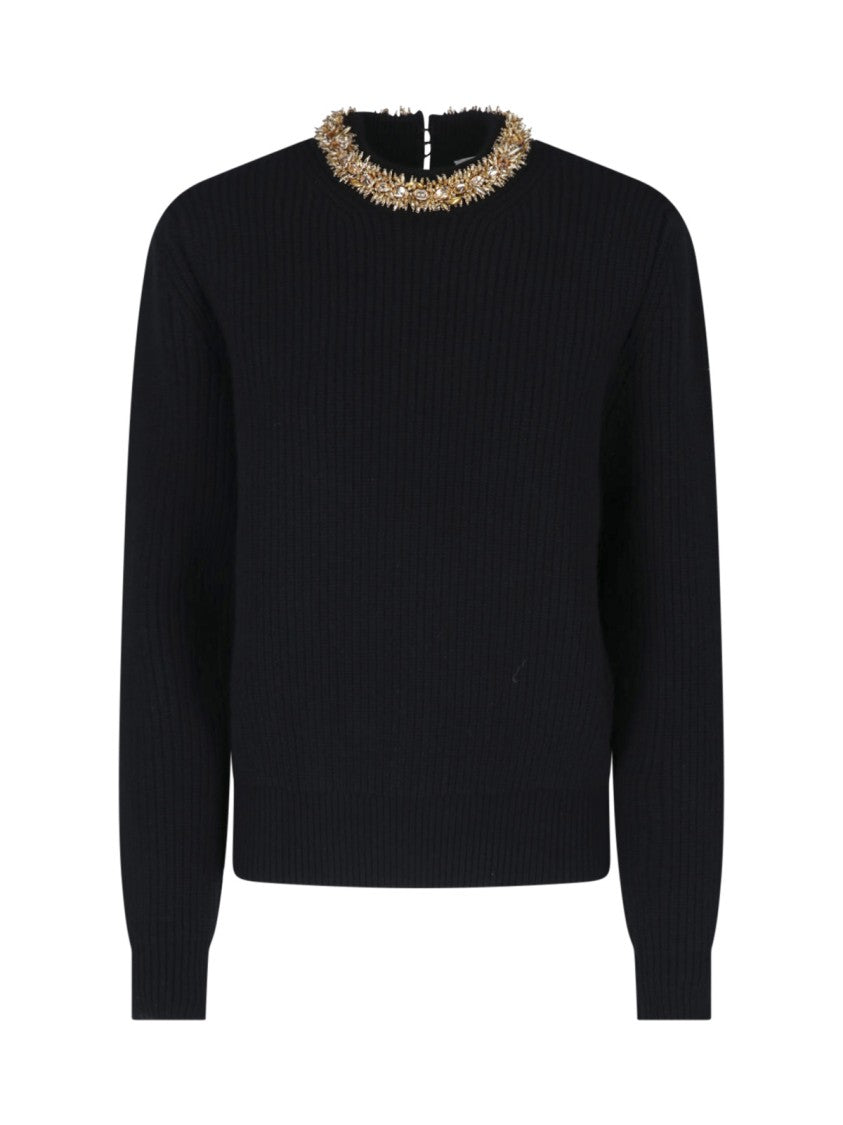 Balmain Black Gold-Embellished Virgin Wool Sweater