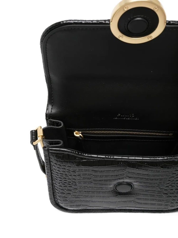 Pinko Crocodile-Embossed Shoulder Bag With Gold-Tone Bird Clasp
