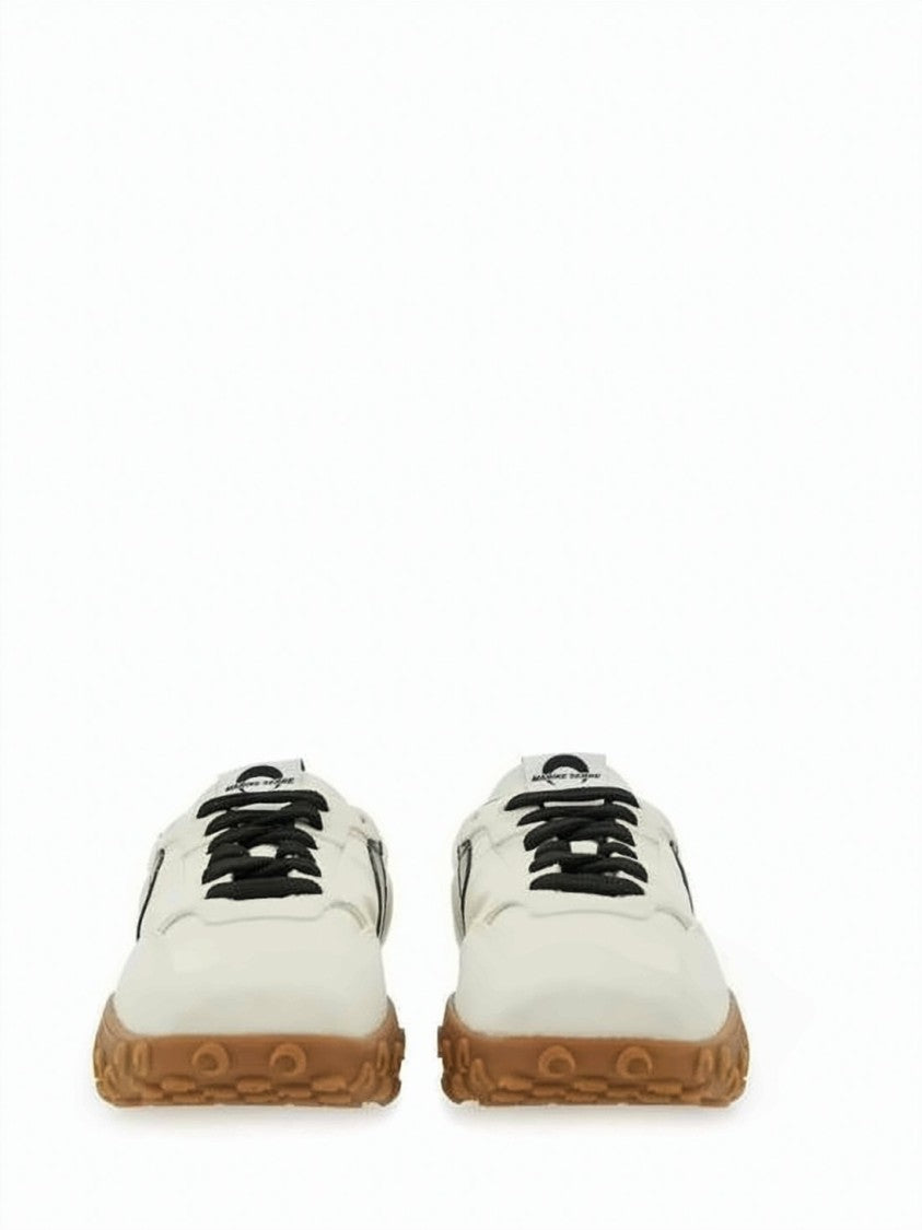 Marine Serre Sleek Off-White Sneakers With Bold Black Accents