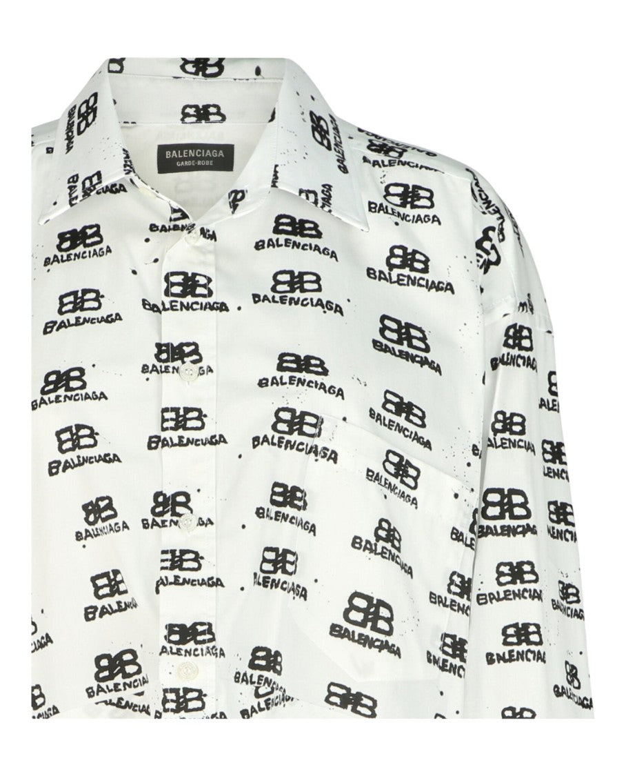 Balenciaga Hand Drawn Bb Icon Poplin Swing Shirt